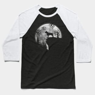 Pitbull And Halloween Moon Baseball T-Shirt